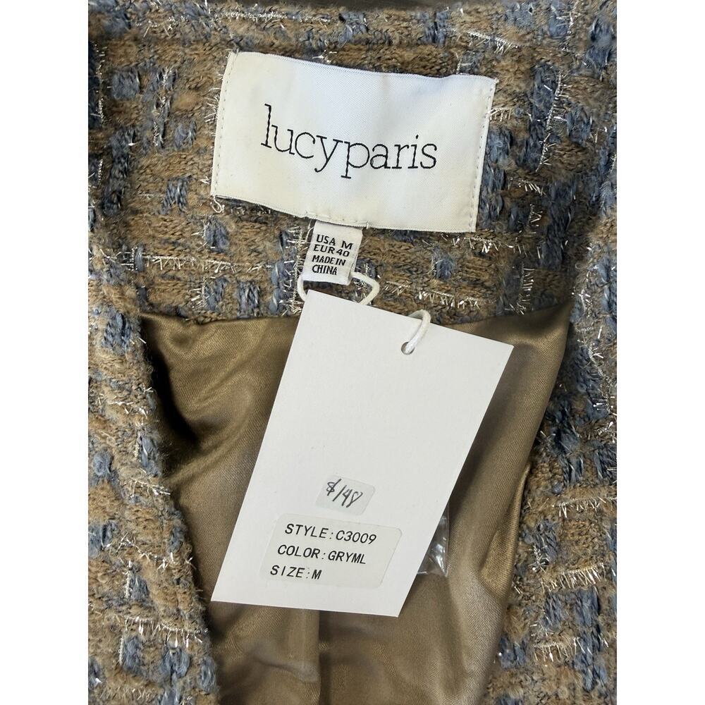 $148 Lucy Paris Tweed Blazer in Brown and Blue NWT - Picture 4 of 11